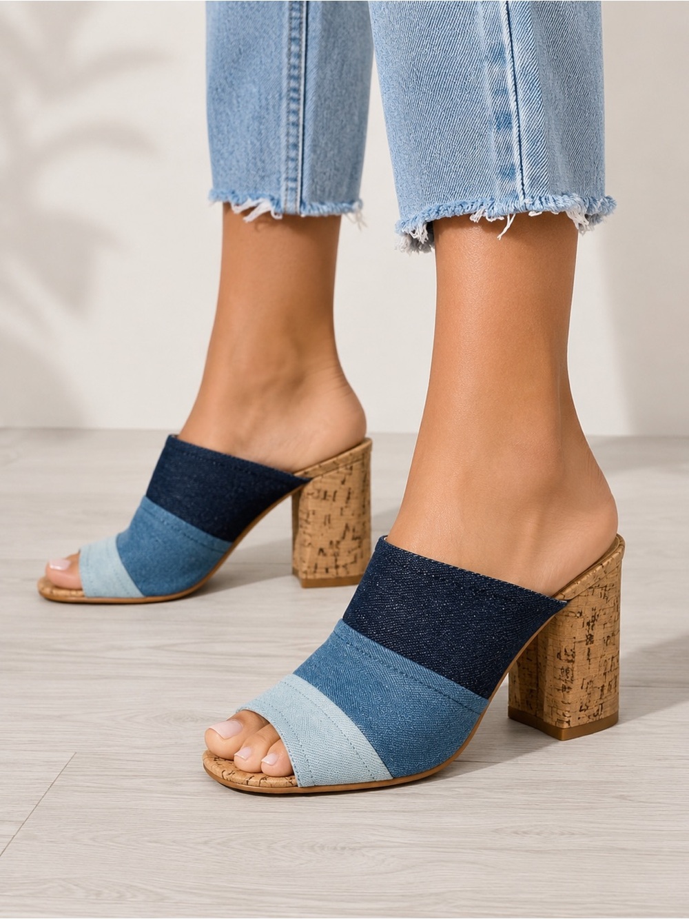 Marc fisher colour block chambray mules